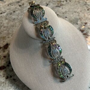 Vintage .925 Sterling - silver made in Mexico abalone bracelet